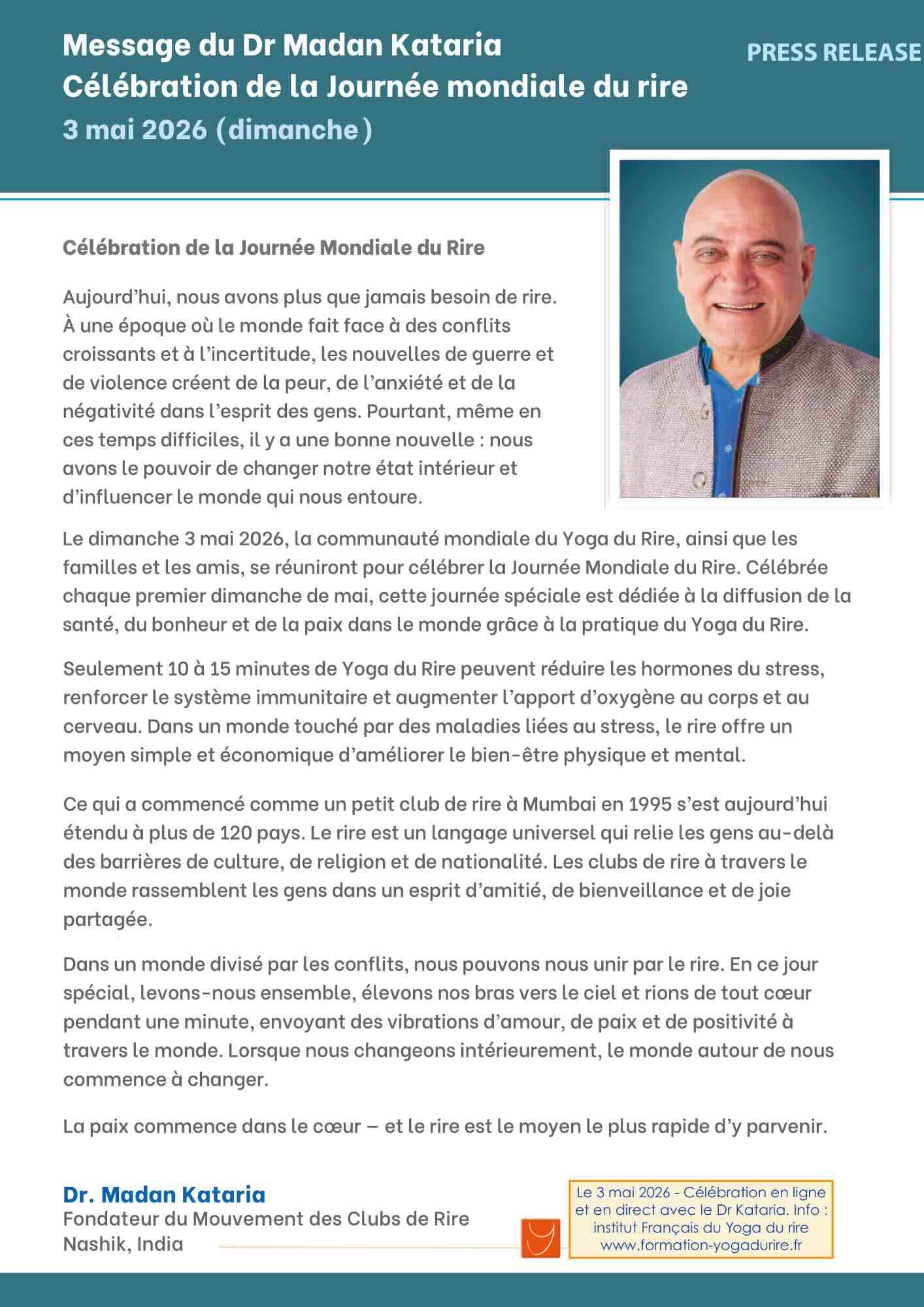 journée mondiale du rire pour la paix